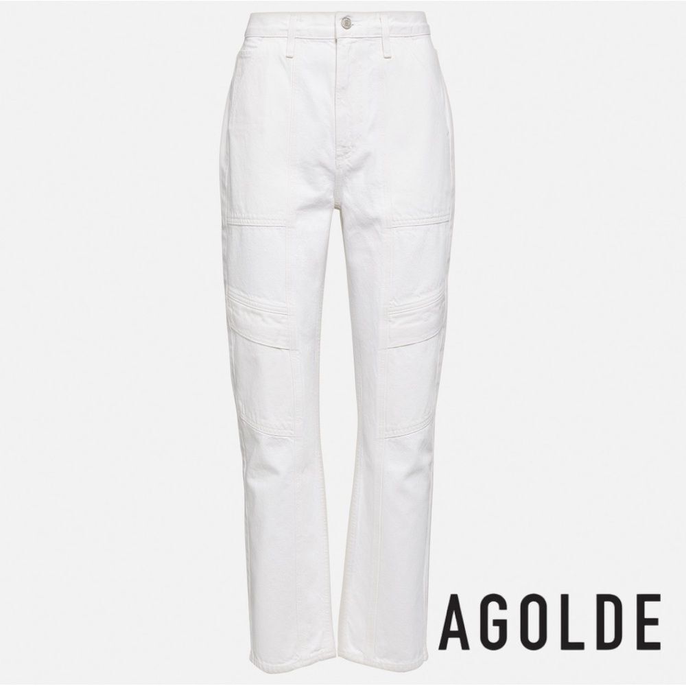 AGOLDE **NWT** Cooper High-Rise Denim Cargo Pants in Milkshake White - Picture 9 of 13